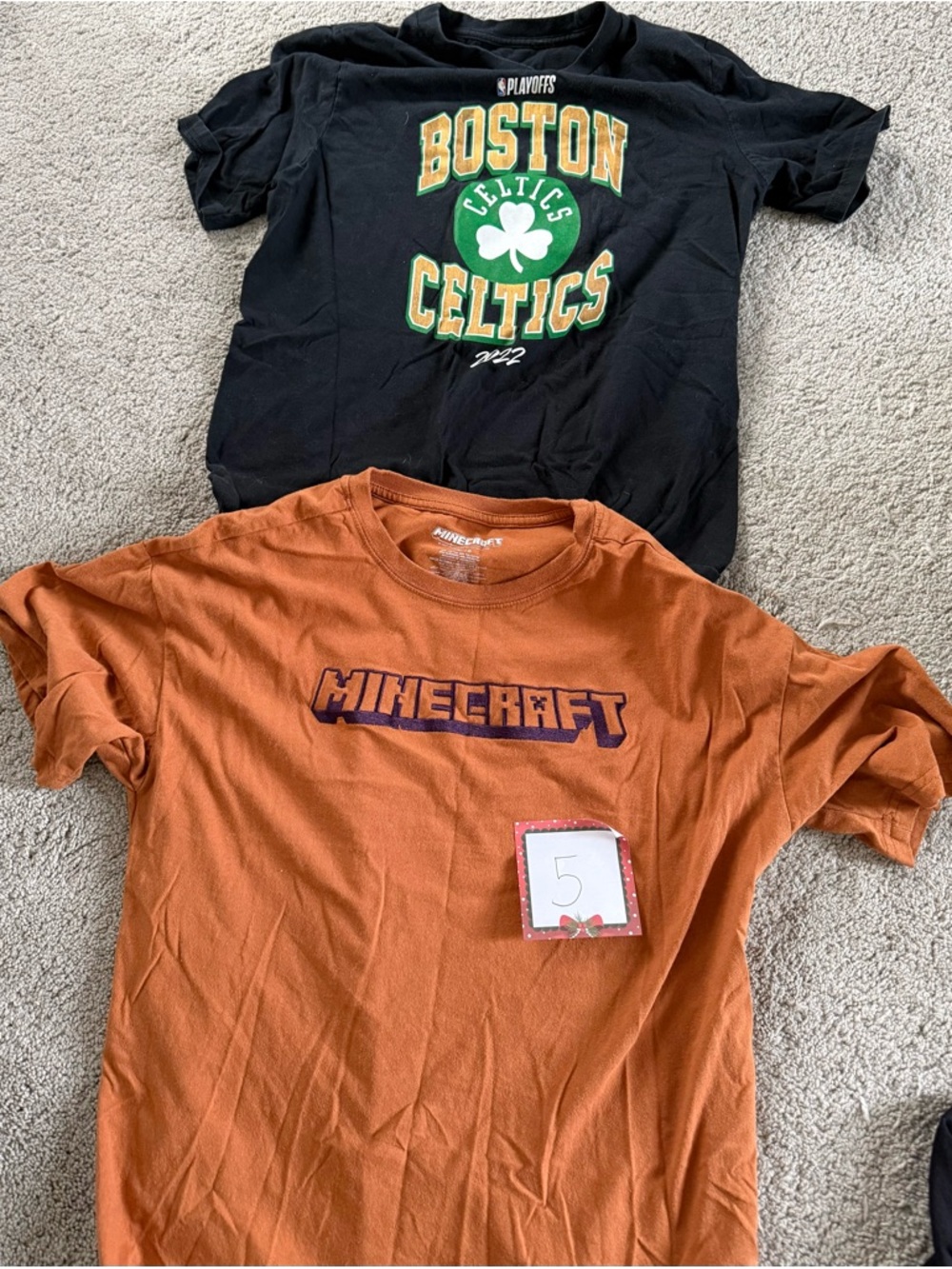 Boys Orange Minecraft Graphic Tee and Boys Celtics Black Tee-